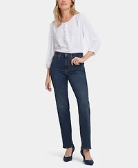 Nydj Petite Marilyn Pull On Straight Jeans