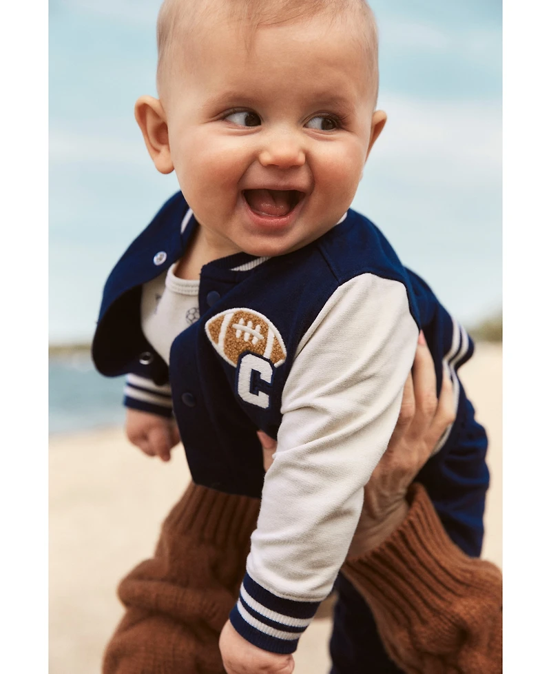 Carter's Baby Boys Cotton Varsity Freshman Little Jacket, Bodysuit & Pants, 3 Piece Set