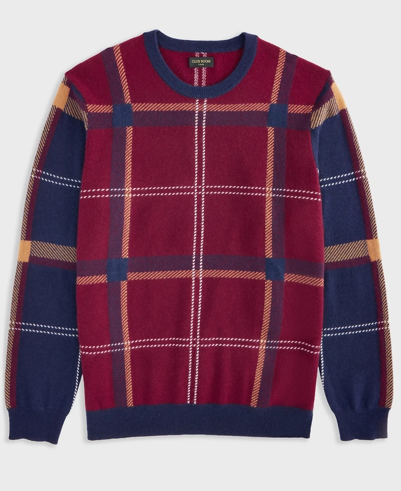 Club Room Men's Patrick Regular-Fit Plaid 100% Cashmere Sweater, Macy's Exclusive
