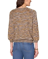 Democracy Women's Space Dye Round-Neck Blouson-Sleeve Sweater