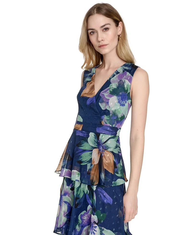 Eliza J Women's Printed V-Neck Sleeveless Gown