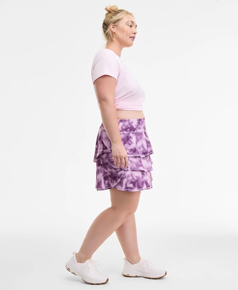 Id Ideology Plus Relaxed Smoky Dye Jersey Flounce Skort, Macy's Exclusive