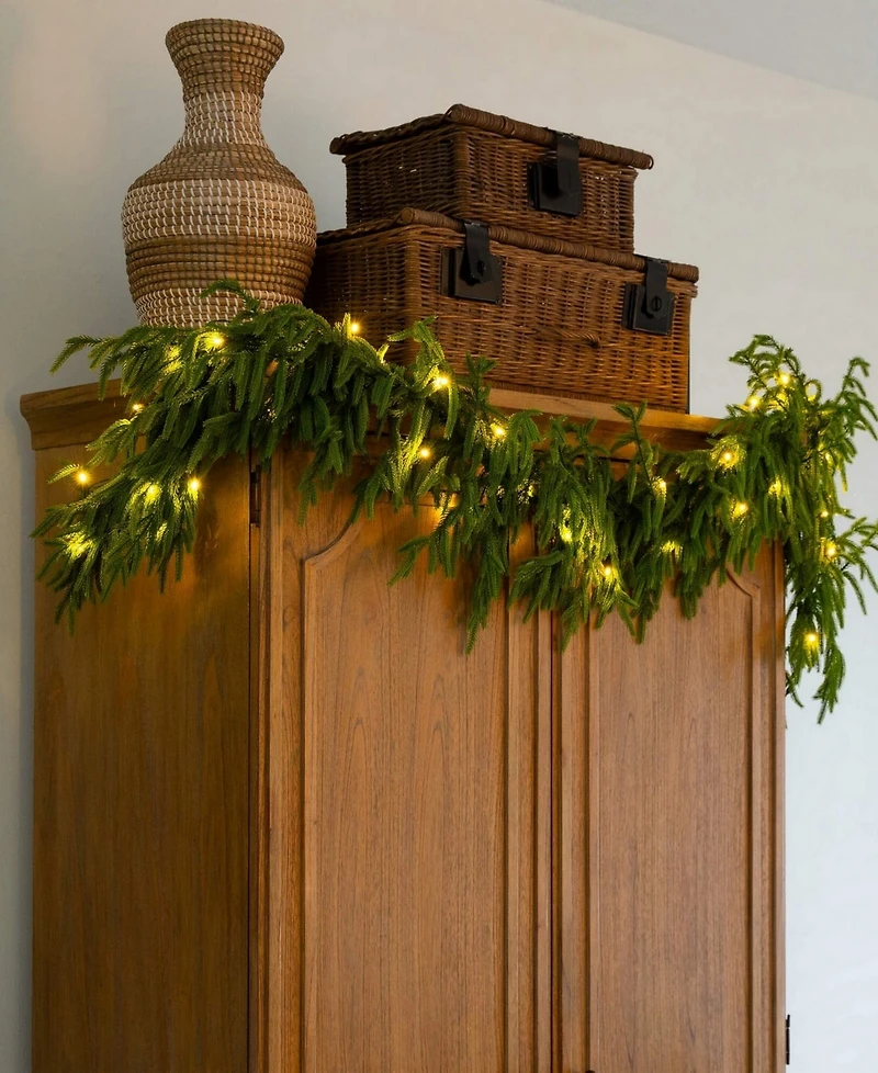 Nearly Natural 6" Pre-Lit Artificial Touch Norfolk Island Pine Garland Led Lights