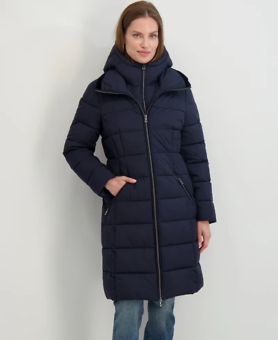 Tahari Women's Hooded Bibbed Puffer Coat