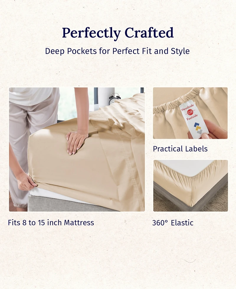 5-Star Luxury 100% Cotton Split King Sheets Set - 600 Thread Count Sateen, Soft & Crisp Bed Sheets