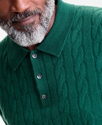 Club Room Men's Regular-Fit Cable-Knit 100% Cashmere Sweater Polo Shirt, Macy's Exclusive