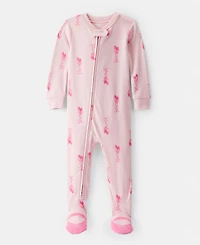 Carter's Baby Girls Ballet-Print 100% Cotton Long-Sleeve 2-Way-Zip 1-Piece Footed Pajamas