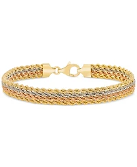 Four-Row Rope Link Chain Bracelet in 14k Tricolor Gold