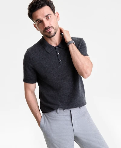 Club Room Men's Regular-Fit 100% Cashmere Sweater Polo Shirt, Macy's Exclusive
