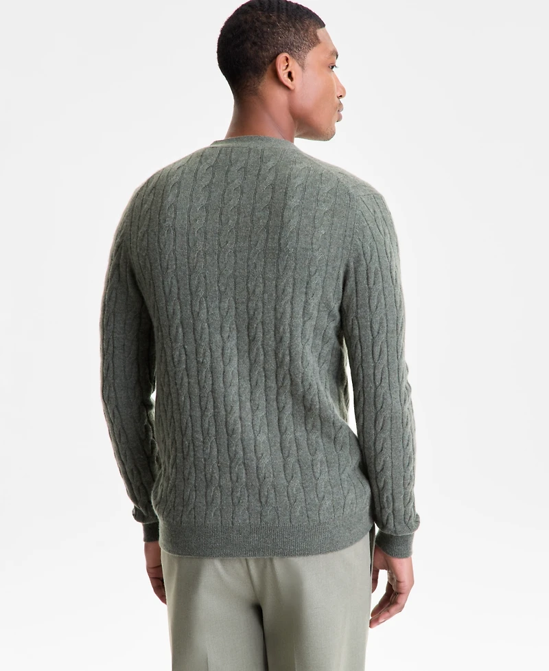 Club Room Men's Regular-Fit Cable-Knit 100% Cashmere Cardigan, Macy's Exclusive