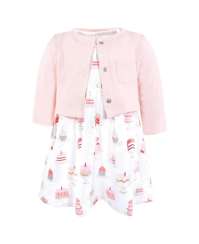 Hudson Baby Girls Comfortable Cotton Dress and Matching Cardigan Set