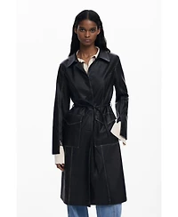 Desigual Women's Long faux leather jacket