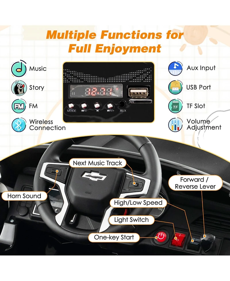 Gymax 12V Kids Ride On Car Chevrolet Tahoe Electric Truck Suv Remote w/ Light & Music