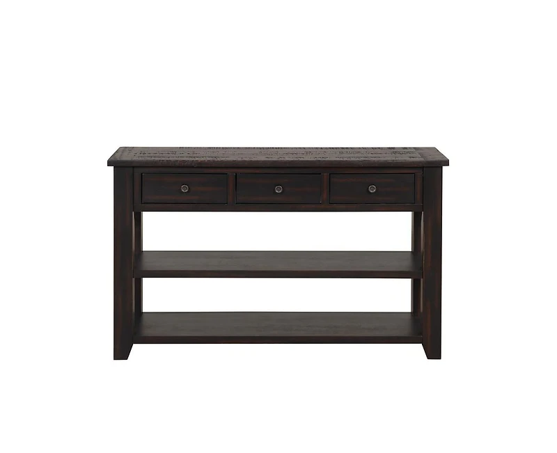 Casainc 48" Solid Pine Wood Top Console Table Cabinet with 3 Storage Drawers and 2 Shelves