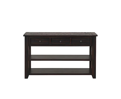 Casainc 48" Solid Pine Wood Top Console Table Cabinet with 3 Storage Drawers and 2 Shelves