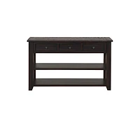 Casainc 48" Solid Pine Wood Top Console Table Cabinet with 3 Storage Drawers and 2 Shelves