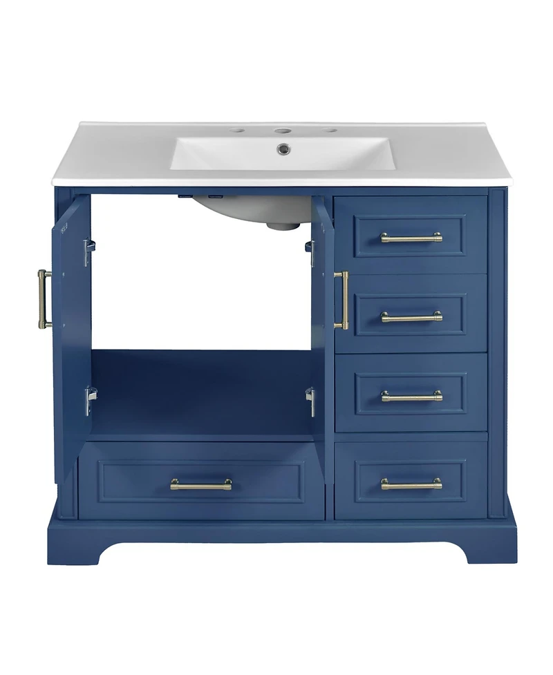 Streamdale Furniture 36" Bathroom Vanity with Ceramic Sink & Soft Close Doors/Drawers