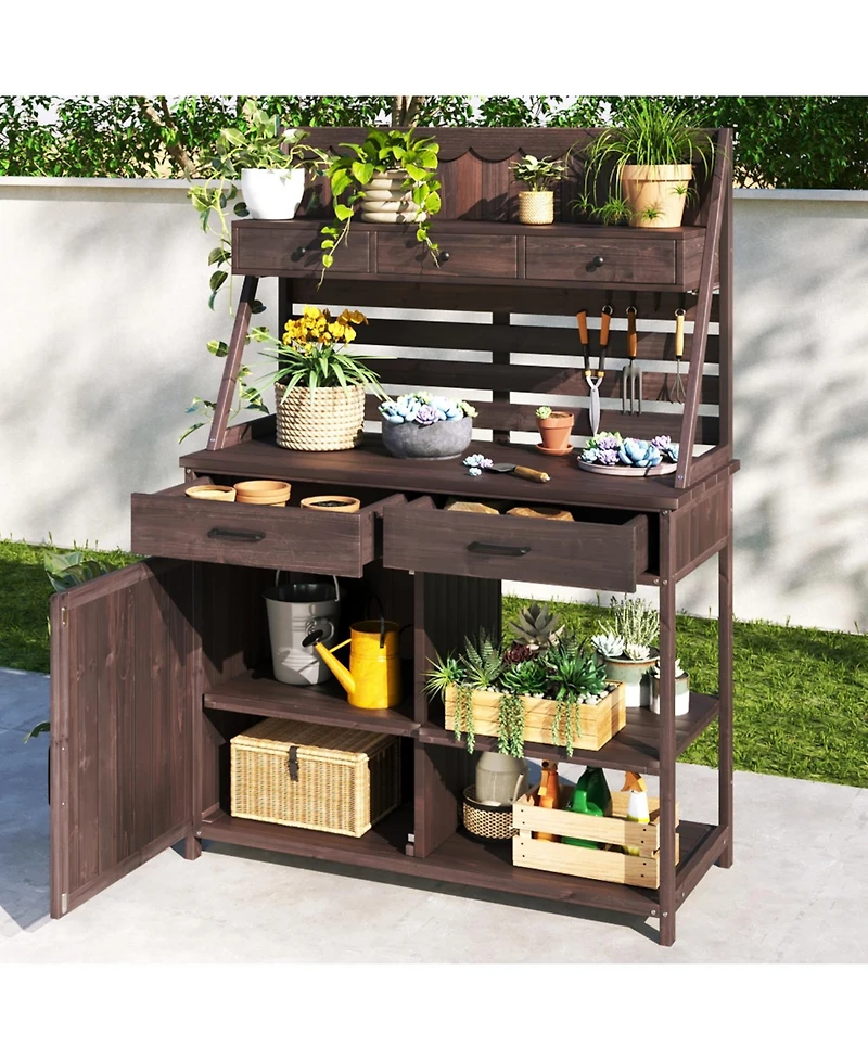Streamdale Furniture Fir Wood Potting Bench with Storage