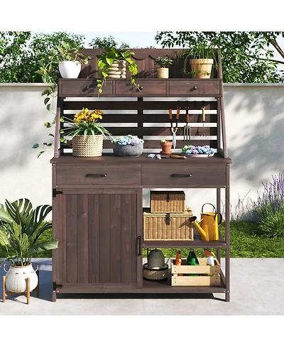 Streamdale Furniture Fir Wood Potting Bench with Storage