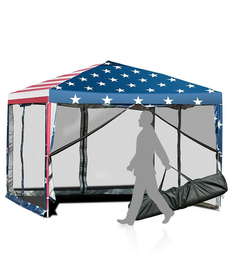 Gymax 10' x 10' Outdoor Pop-up Canopy Tent w/ Mesh Sidewalls Carrying Bag