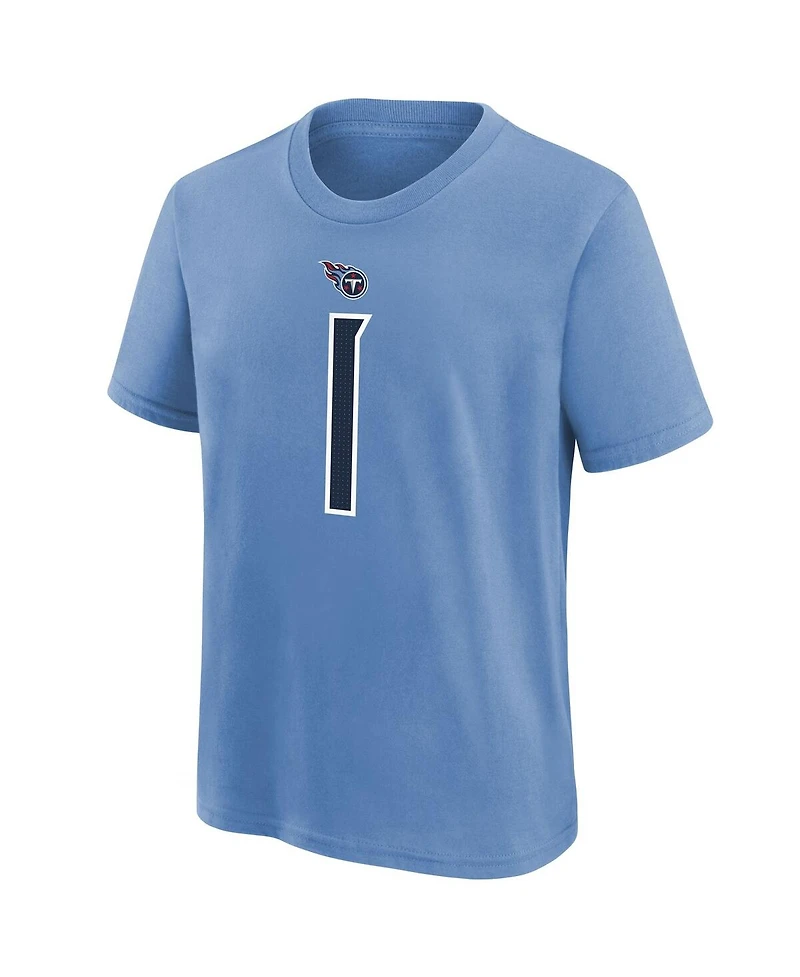 Nike Big Boys and Girls Cam Ward Navy Tennessee Titans 2025 Nfl Draft First Round Pick Name Number T-Shirt
