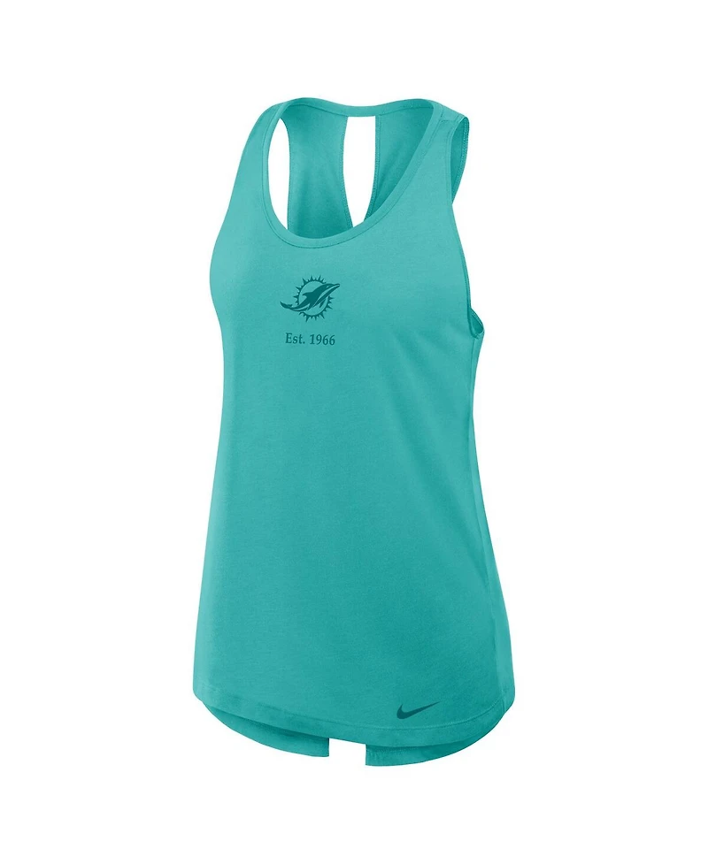 Nike Women's Aqua Miami Dolphins Glory Crisscross Performance Tank Top