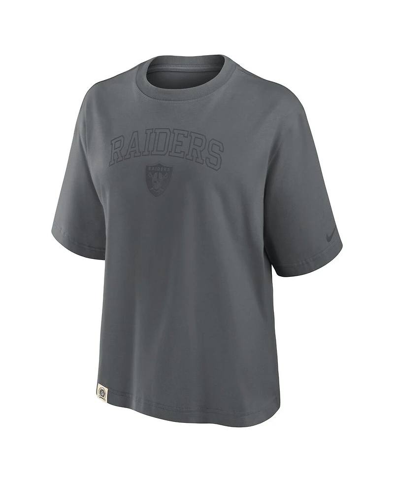 Nike Women's Charcoal Las Vegas Raiders Glory Arch Boxy T-Shirt