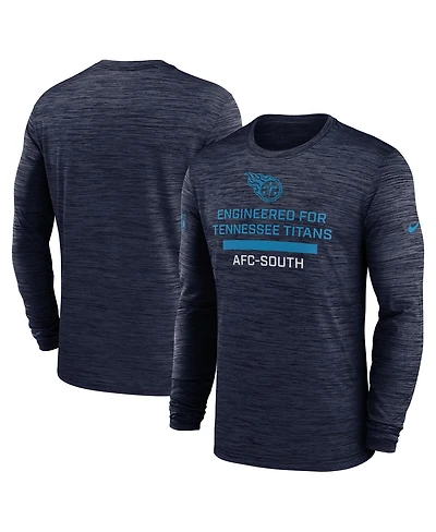 Nike Men's Navy Tennessee Titans Sideline Velocity Performance Long Sleeve T-Shirt