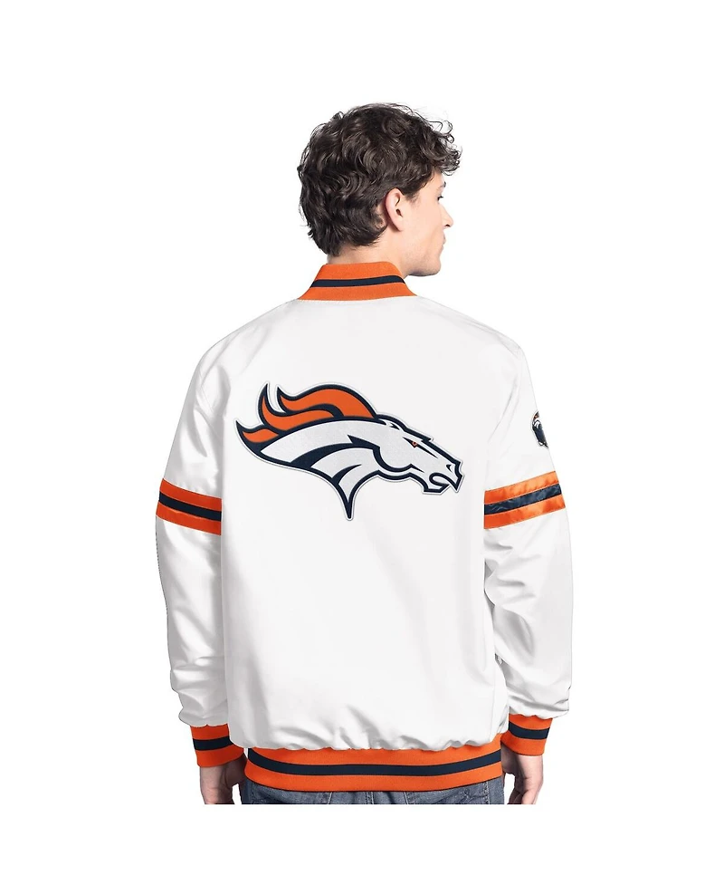 Starter Men's White Denver Broncos Scout Full-Snap Varsity Jacket