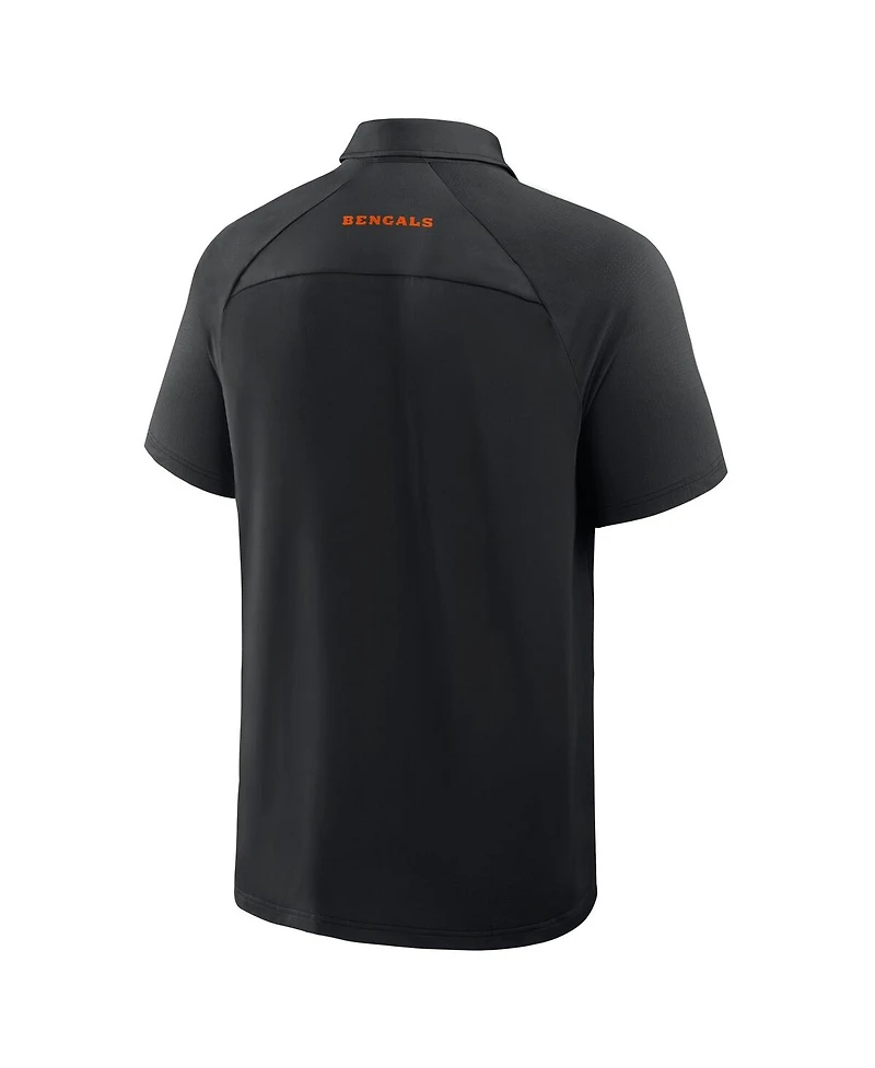 Fanatics Men's Black Cincinnati Bengals Back Around Raglan Polo Shirt