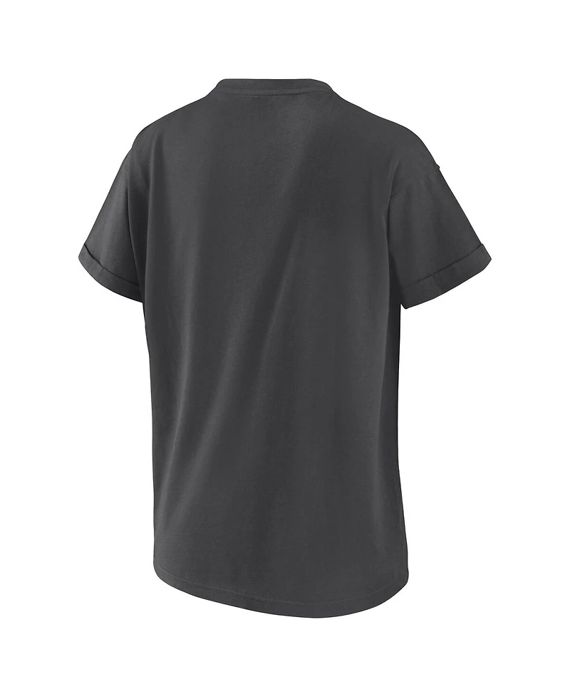 Wear by Erin Andrews Women's Charcoal Chicago Cubs Domestic Box Color Boyfriend T-Shirt