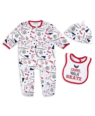Wear by Erin Andrews Baby Boys and Girls Washington Capitals Sleep Play Sleeper with Bib Set