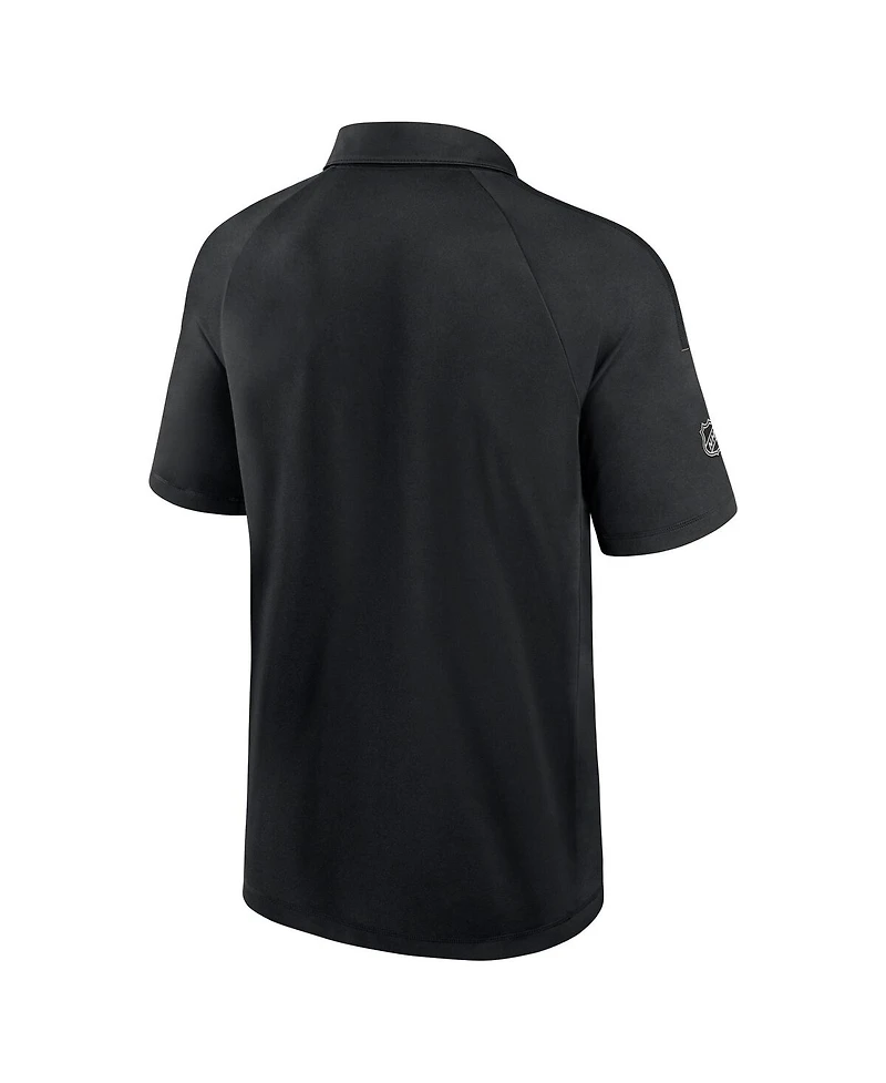 Fanatics Men's Black Nhl Authentic Pro Rink Raglan Polo Shirt