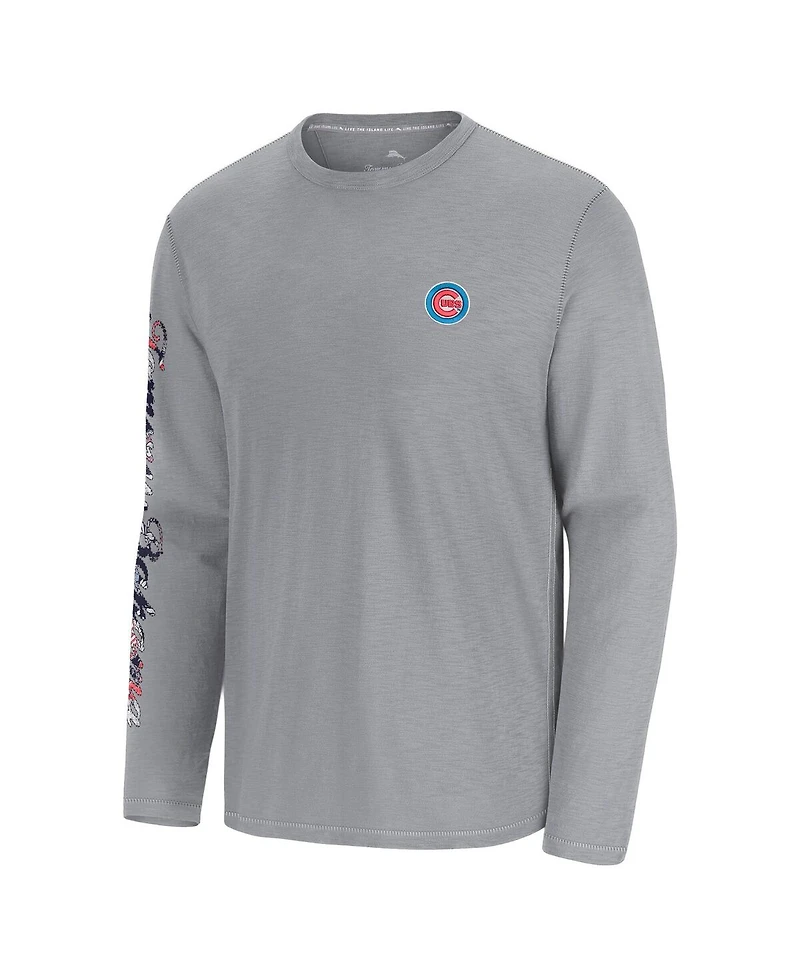 Tommy Bahama Men's Gray Chicago Cubs Tropic Curveball Lux Long Sleeve T-Shirt
