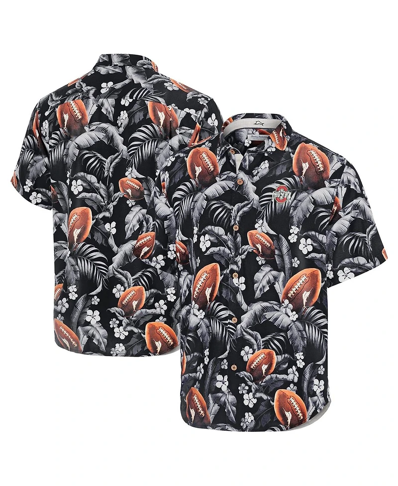 Tommy Bahama Men's Black Ohio State Buckeyes Veracruz Cay First Down Blooms Button-Up Shirt