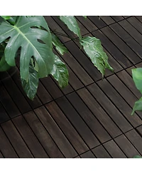 Streamdale Furniture Acacia Deck Tiles Striped 12"x12" Dark Brown (30 Pcs)