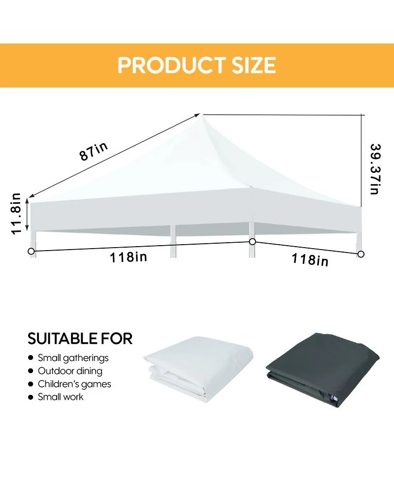 Streamdale Furniture 10x10 Canopy Replacement Top & Weight Bags (No Frame) - White