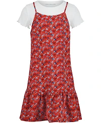Tommy Hilfiger Big Girls 2-Piece Crewneck T-Shirt and Ditsy Print Dress Set