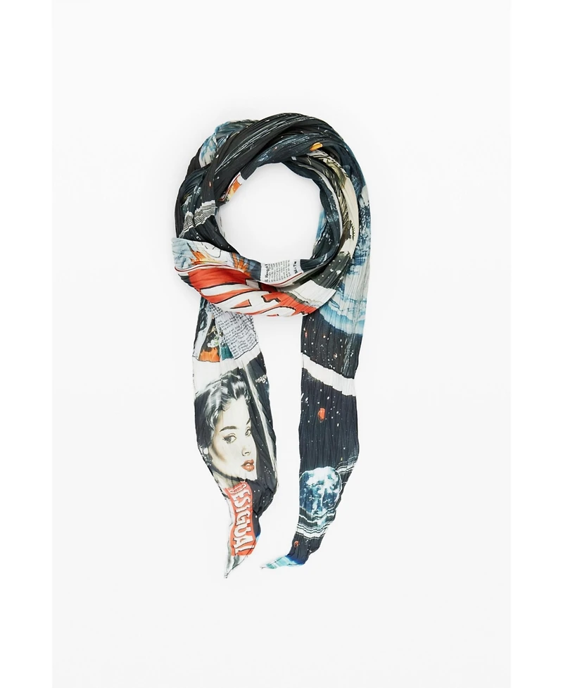 Desigual Women's Wrinkled collage scarf