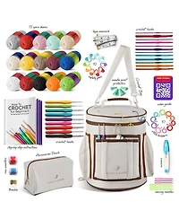Hearth & Harbor Crochet Starter Kit for Beginners Adults & Kids with Video Tutorials - Amigurumi & Crocheting Kit - with Yarn & Crochet Bag