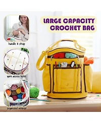 Hearth & Harbor Crochet Starter Kit for Beginners Adults Kids with Video Tutorials - Amigurumi Crocheting Yarn Bag