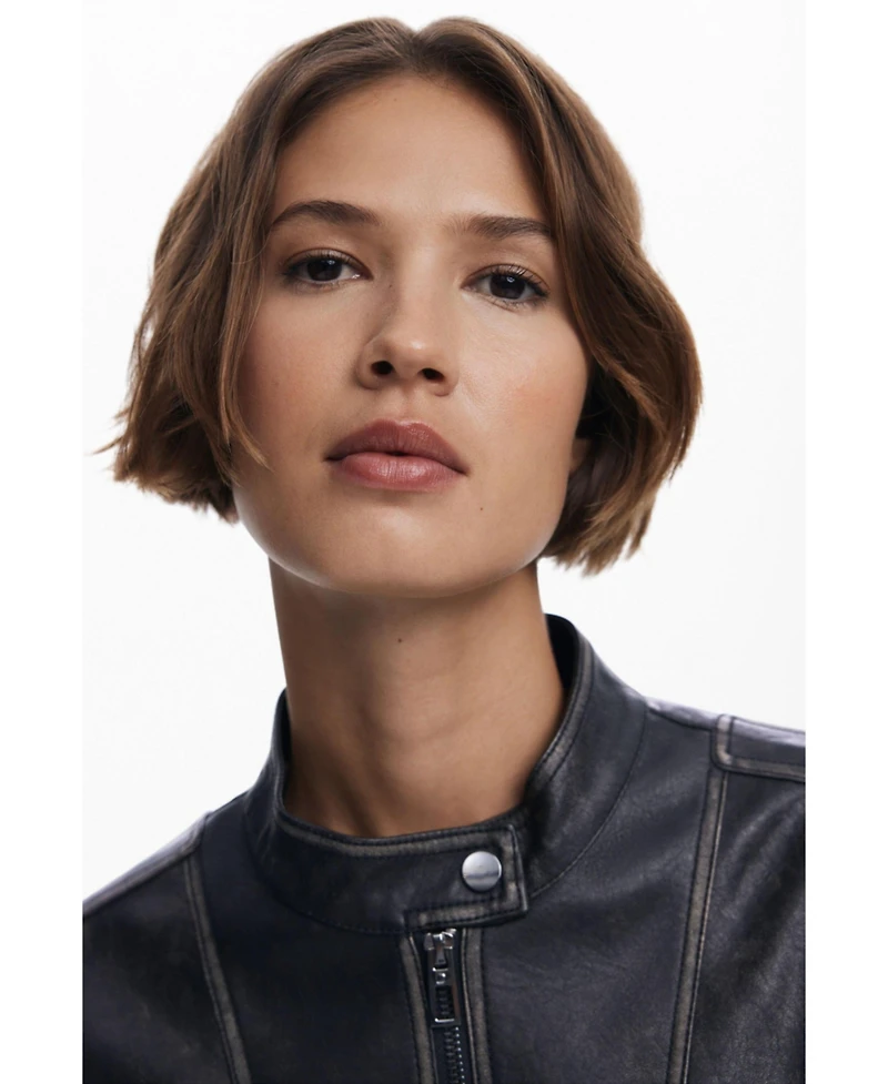 Desigual Women's Jacket with worn leather effect