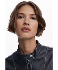 Desigual Women's Jacket with worn leather effect