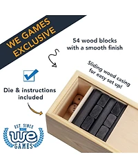 We Games Walnut Stain Wood Blocks Tower Game with Wooden Box, 12 in.