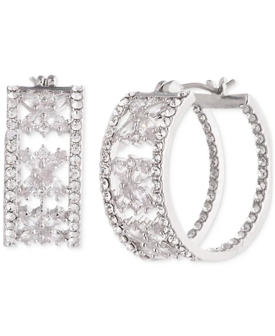 Marchesa Small Pave & Crystal Cluster Hoop Earrings, 0.75"