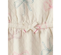 Carter's Baby Girls Bow-Print Long-Sleeve Quilted Jumpsuit