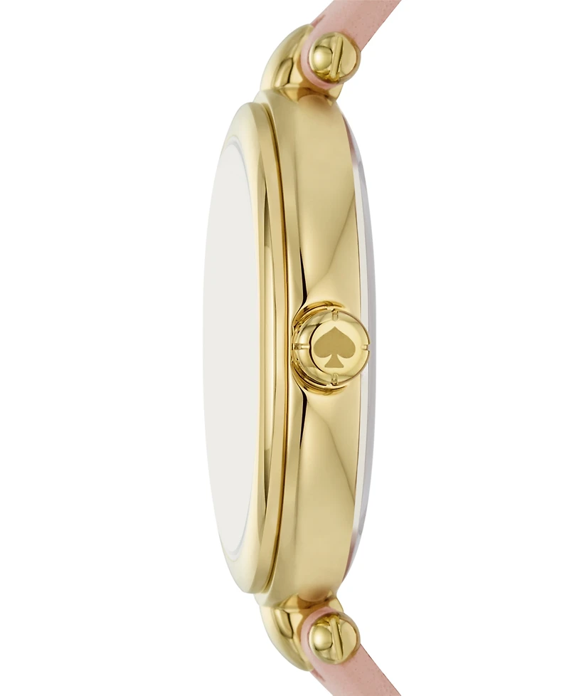 Kate Spade New York Women's Gracie Round Three-Hand Pink Leather Watch, 32mm