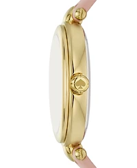 Kate Spade New York Women's Gracie Round Three-Hand Pink Leather Watch, 32mm