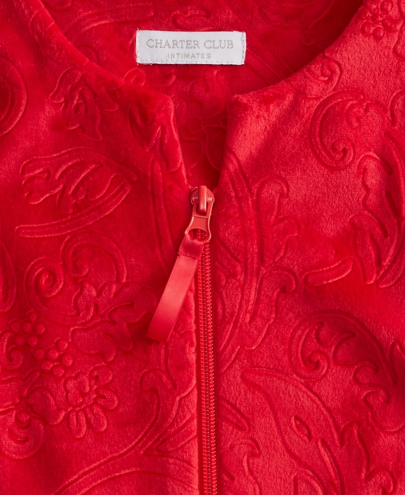 Charter Club Women's Embossed Velour Zip-Front Robe, Macy's Exclusive