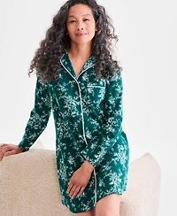 Charter Club Women's Cotton Flannel Printed Long Sleeve Sleepshirt